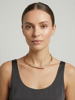 800. House of Harlow Gold Pavé Torque Necklace
